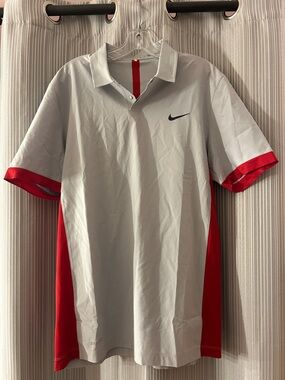 Tiger Woods Collection: Men’s White & Red Dri-FIT Polo Shirt
